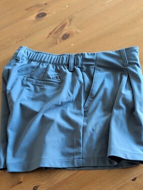 adidas Blue Athletic Pleated Shorts with Pocket Logo